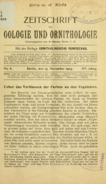 Zeitschrift für Oologie und Ornithologie Jahrg. 15 no. 8 Nov 1905_cover