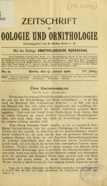 Zeitschrift für Oologie und Ornithologie Jahrg. 15 no. 10 Jan 1906_cover