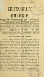 Zeitschrift für Oologie Jahrg. 14 no. 4 Juli 1904_cover