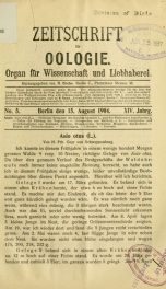 Zeitschrift für Oologie Jahrg. 14 no. 5 Aug 1904_cover