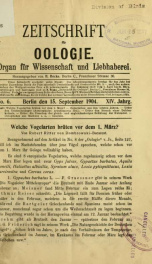 Zeitschrift für Oologie Jahrg. 14 no. 6 Sept 1904_cover