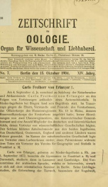 Zeitschrift für Oologie Jahrg. 14 no. 7 Okt 1904_cover