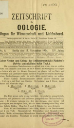 Zeitschrift für Oologie Jahrg. 14 no. 8 Nov 1904_cover