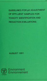 Guidelines for pH adjustment of elluent samples for toxicity identification and reduction evaluations_cover