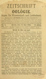 Zeitschrift für Oologie Jahrg. 11 no. 2 Mai 1901_cover