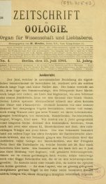 Zeitschrift für Oologie Jahrg. 11 no. 4 Juli 1901_cover