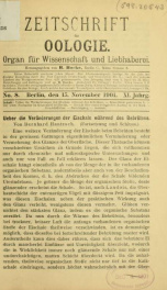 Zeitschrift für Oologie Jahrg. 11 no. 8 Nov 1901_cover