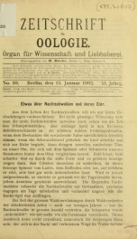 Zeitschrift für Oologie Jahrg. 11 no. 10 Jan 1902_cover