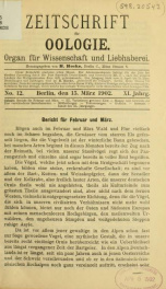 Zeitschrift für Oologie Jahrg. 11 no. 12 Marz 1902_cover