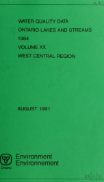 Water quality data for Ontario lakes and streams 1984, pt.6_cover