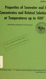 Properties of seawater and its concentrates and related solutions at temperatures up to 400 F._cover