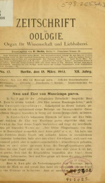 Zeitschrift für Oologie Jahrg. 12 no. 12 Marz 1903_cover