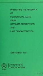Predicting the Presence of Filamentous Algae from Cottager Perceptions and Lake Characteristics: an Exploratory Study._cover