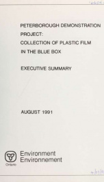 Peterborough demonstration project : collection of plastic film in the Blue box : Executive Summary_cover
