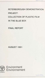Peterborough demonstration project : collection of plastic film in the Blue box : final report_cover