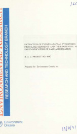 Extraction of zygnematacean zygospores from lake sediments and their potential as paleo-indicators of lake acidification : R.A.C. Project No. 464G_cover