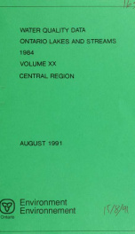 Water quality data for Ontario lakes and streams. 1984 Volume XX Central Region._cover