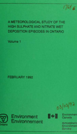 A meteorological study of the high sulphate and nitrate wet deposition episodes in Ontario 1_cover