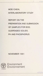 The MOE/CAEAL Interlaboratory Study Report on the Preparation and Submission of Samples for Bod, Suspended..._cover