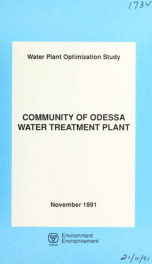 Water Plant Optimization Studey: Community of Odessa Water Treatment Plant_cover