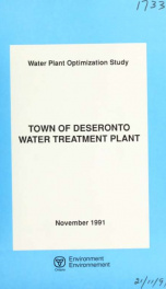 Water Plant Optimization Study: Town of Deseronto Water Treatment Plant_cover