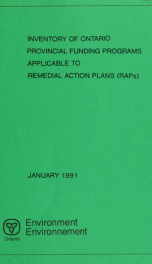 Inventory of Ontario provincial funding programs applicable to remedial action plans (RAPS)_cover