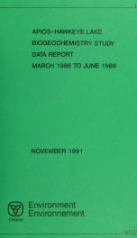 Apios - Hawkeye Lake Biogeochemistry Study - Data Report March 1986 to June 1989_cover