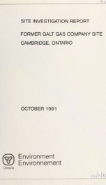 Site Investigation Report Former Galt Gas Co. Site Cambridge, Ontario_cover