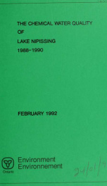 The chemical water quality of Lake Nipissing, 1988-1990_cover