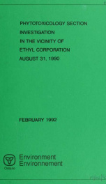 Phytotoxicology Section investigation in the vicinity of Ethyl Corporation, August 31, 1990_cover