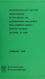 Phytotoxicology Section investigation in the vicinity of International Malleable Iron Company (IMICO), Guelph, Ontario on April 19, 1990 : report_cover