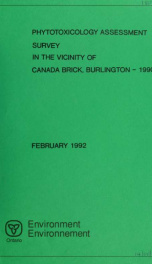 Phytotoxicology assessment survey in the vicinity of Canada Brick, Burlington, 1990 : report_cover