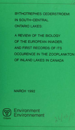 Bythotrephes cederstroemi in south-central Ontario lakes : a review of the biology of the European invader, and first records of its occurrence in the zooplankton of inland lakes in Canada_cover