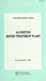 Drinking Water Surveillance Program annual report. Alvinston Water Treatment Plant. 1989 1989_cover