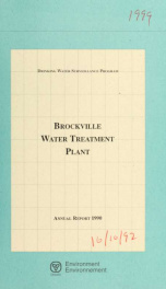 Drinking Water Surveillance Program annual report. Brockville Water Treatment Plant._cover