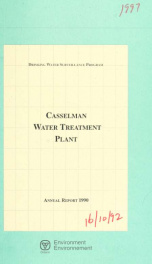 Drinking Water Surveillance Program annual report. Casselman Water Treatment Plant._cover
