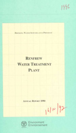 Drinking Water Surveillance Program annual report. Renfrew Water Treatment Plant._cover