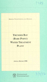 Drinking Water Surveillance Program annual report. Thunder Bay (Bare Point) Water Treatment Plant._cover