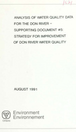 Analysis of water quality data for the Don River : supporting document #5: strategy for improvement of Don River water quality_cover