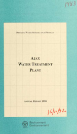 Drinking Water Surveillance Program annual report.  Ajax Water Treatment Plant._cover