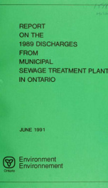 Report on the 1989 discharges from municipal STPs in Ontario_cover