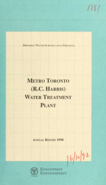 Drinking Water Surveillance Program annual report. Metro Toronto (R.C. Harris) Water Treatment Plant_cover