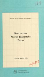 Drinking water surveillance program annual report. Burlington Water Treatment Plant._cover