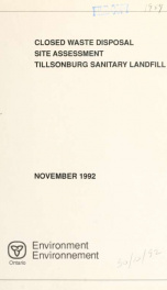 Closed waste disposal site assessment, Tillsonburg sanitary landfill_cover