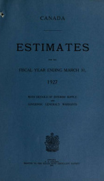 ESTIMATES - ESTIMATED EXPENDITURE OF CANADA TABLED YEARLY BEFORE THE PARLIAMENT, 1927 1927, pt. 2_cover