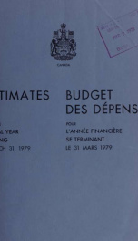 ESTIMATES - ESTIMATED EXPENDITURE OF CANADA TABLED YEARLY BEFORE THE PARLIAMENT, 1979 1979_cover