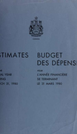 ESTIMATES - ESTIMATED EXPENDITURE OF CANADA TABLED YEARLY BEFORE THE PARLIAMENT, 1980 1980_cover