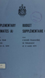 ESTIMATES - ESTIMATED EXPENDITURE OF CANADA TABLED YEARLY BEFORE THE PARLIAMENT, 1979 Supplement 1979 Supplement_cover
