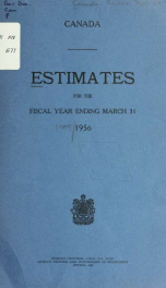 ESTIMATES - ESTIMATED EXPENDITURE OF CANADA TABLED YEARLY BEFORE THE PARLIAMENT, 1956 1956_cover