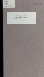 ESTIMATES - ESTIMATED EXPENDITURE OF CANADA TABLED YEARLY BEFORE THE PARLIAMENT, 1966 Supplement 1966 Supplement_cover
